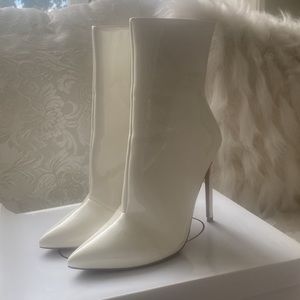 White Patent Booties